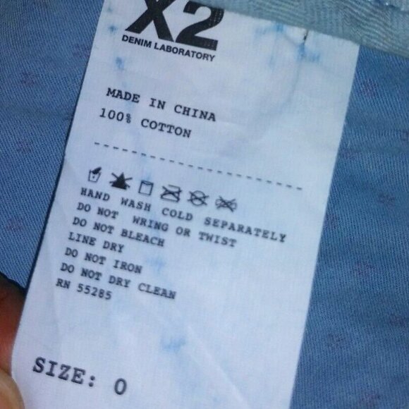 Denim Mini Skirt embellished rhinestones WAIST 30" POCKETS X2 blue frayed hem - Picture 8 of 8